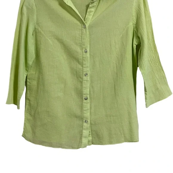 Fresh Produce 3/4 Sleeve Button Down Cotton Shirt - Picture 3 of 8